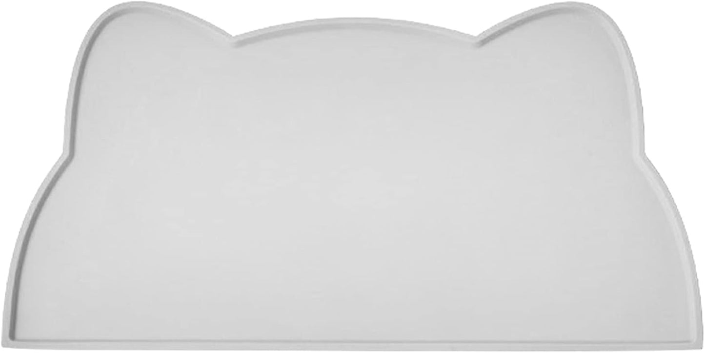 Cat Food Mat, Silicone Pet Feeding Mat for Floor Non-Slip Waterproof Dog Water Bowl Tray Cushion (17" x 10", Light Gray)