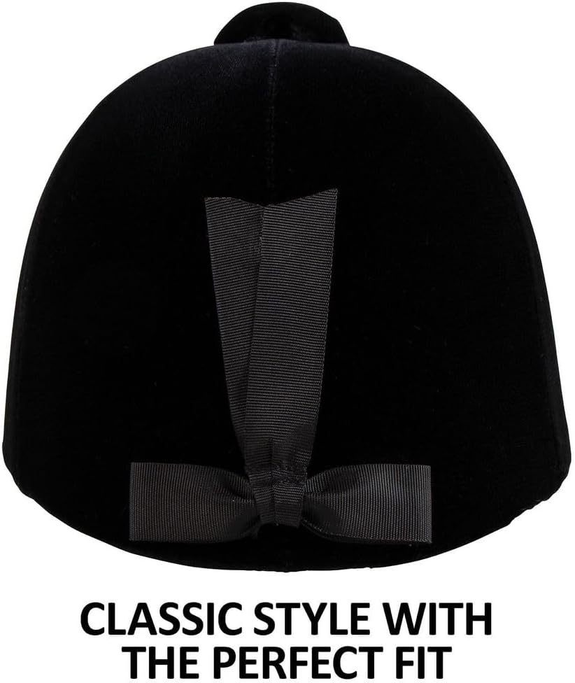 Dura-Tech Velvet Horse Riding Hunt Cap | Classic English Equestrian | Hunter Class Elegance | Use in Breed Show | Color Black