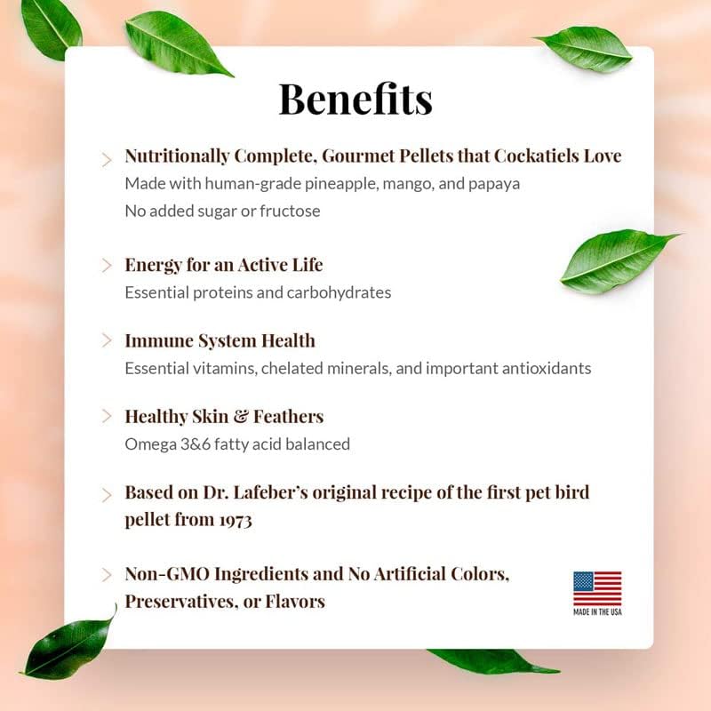 LAFEBER'S Cockatiel Pellets (1.25 lb (Pack of 2), Tropical Fruit Pellets)