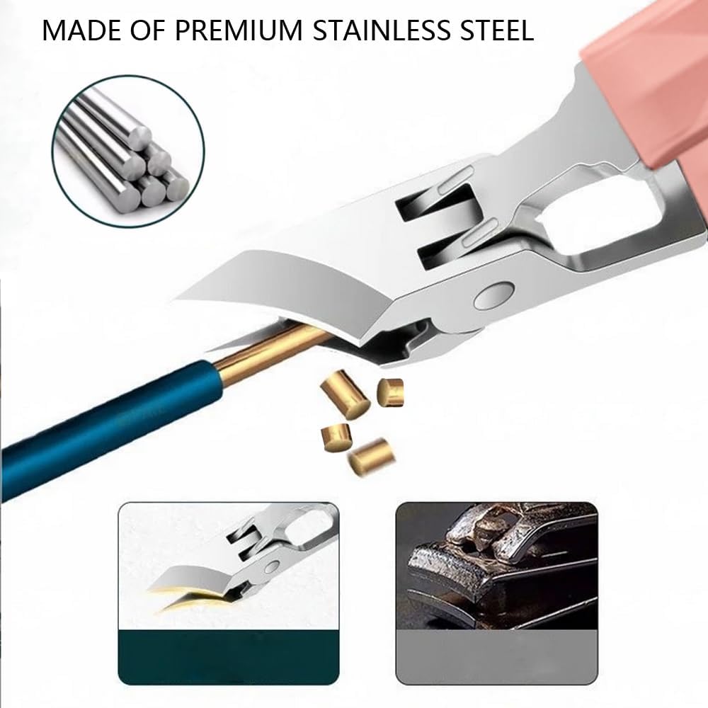 Angled Nail Clippers Pink Eagle Beak Oblique Slanted Curved Thick Professional Nail Clippers for Women Adult Men Ingrown