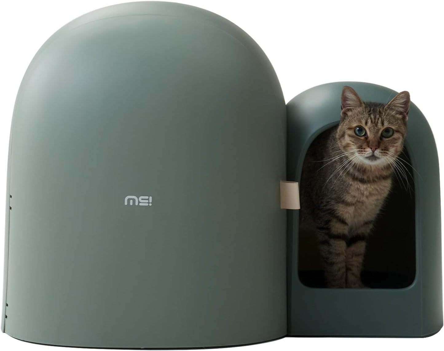 MS!MAKE SURE Cat Litter Box, Large Covered Hidden Dog Proof Closed Modern Cat Litter Box Furniture with Scoop, for Odor Control and Less Tracking, Easy to Clean,26.7"x19.6"19.6", Moss Green