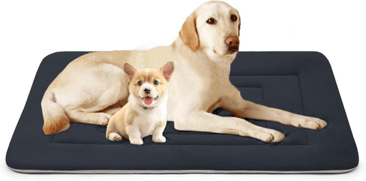 JoicyCo Soft Dog Bed Crate Pad Mat, 48 in Non-Slip Bottom Washable for Extra Large Dogs, Pet Mattress Kennel Pad, Dark Gray