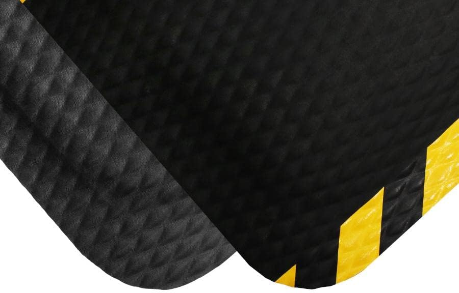 American Floor Mats Hog Heaven 5/8 inch Black & Yellow Border 4' x 6' Nitrile Backed Anti-Fatigue Comfort Mat