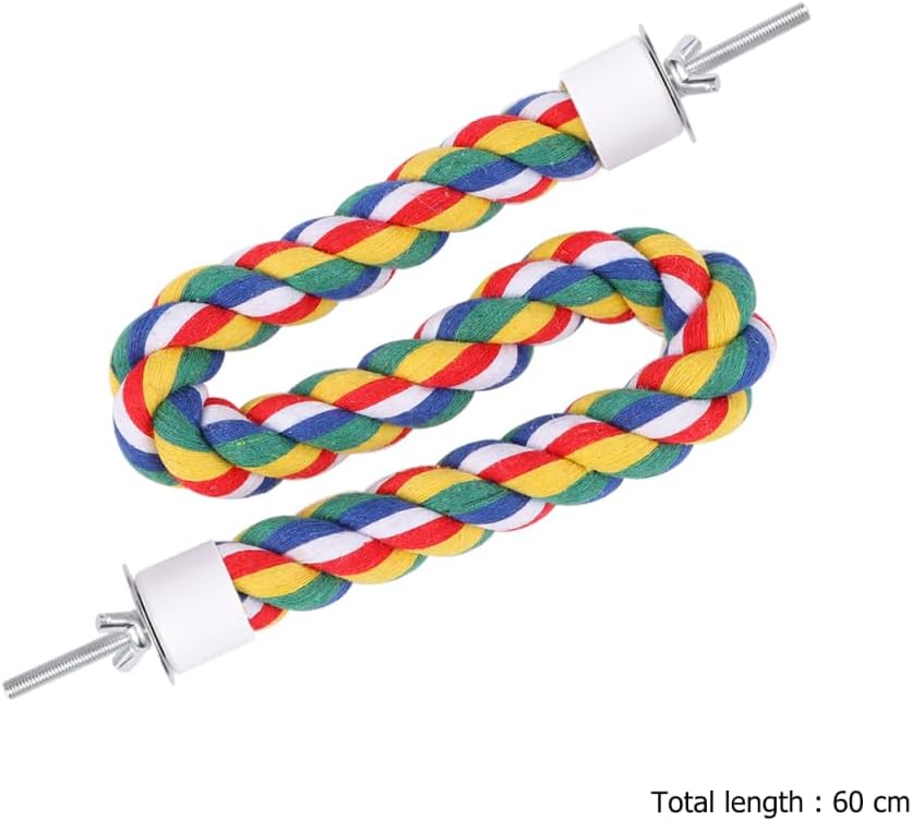 Bird Rope Perch, Colorful Parrot Cotton Rope Bird Perch Stand Climbing Toys Pet Parrot Chewing Toy for Parrots Cockatiels Parakeets Budgie Cages