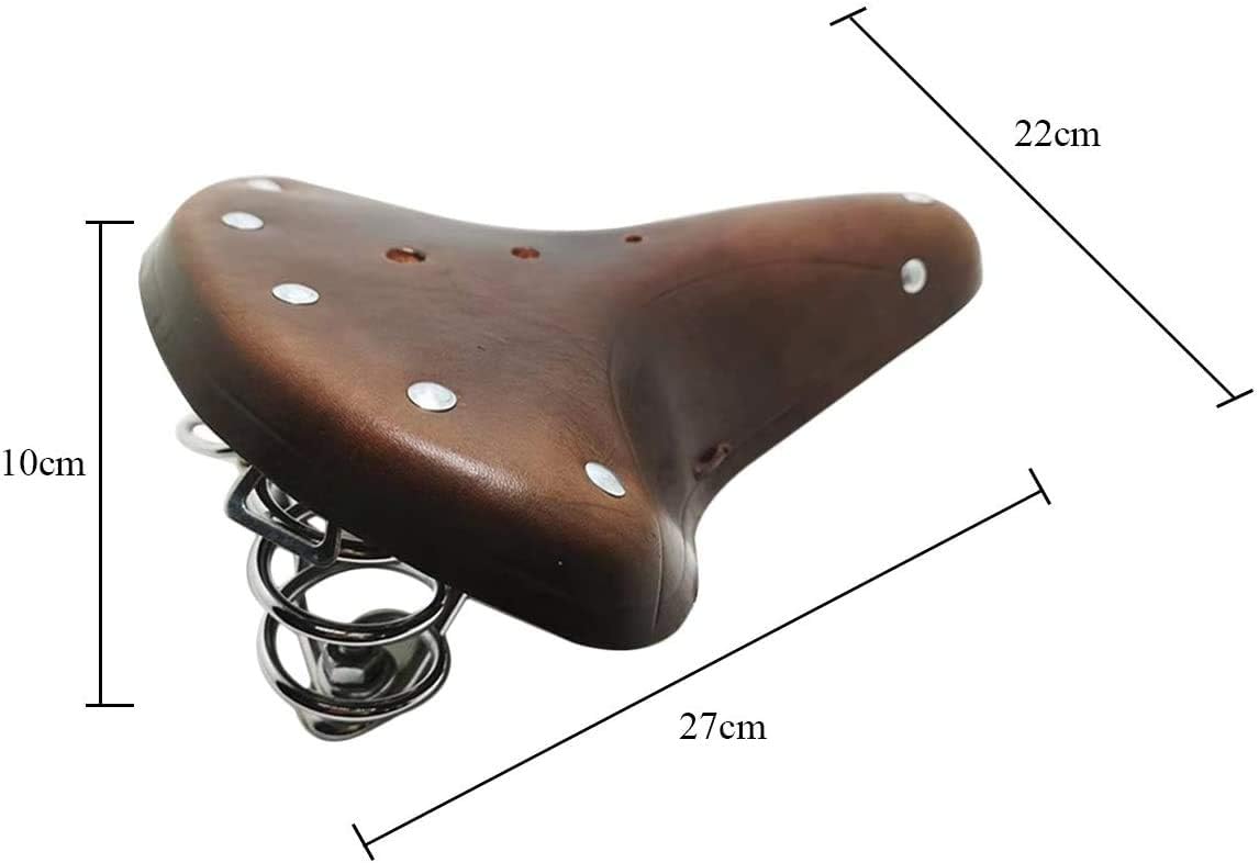 UNISTRENGH English Vintage Bicycle Saddle Touring City Saddle Comfortable Comfort Leather Bicycle Seat with Spring Rivets for Women Men