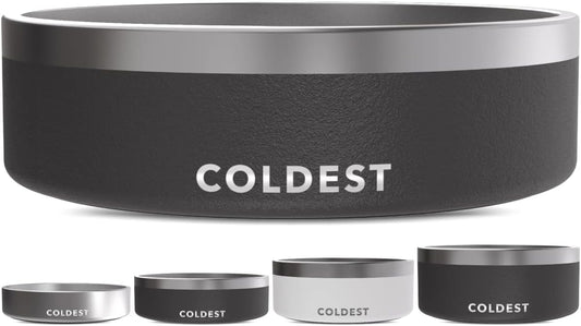 Coldest Dog Bowl - Anti Rust Metal, Non Slip, 3 Layers Insulated Stainless Steel Dog Bowls - Spill Proof & Heavy Duty - Water Bowl for Dogs, Cats & Pets, Dish Washer Safe (42 oz, Stealth Black)
