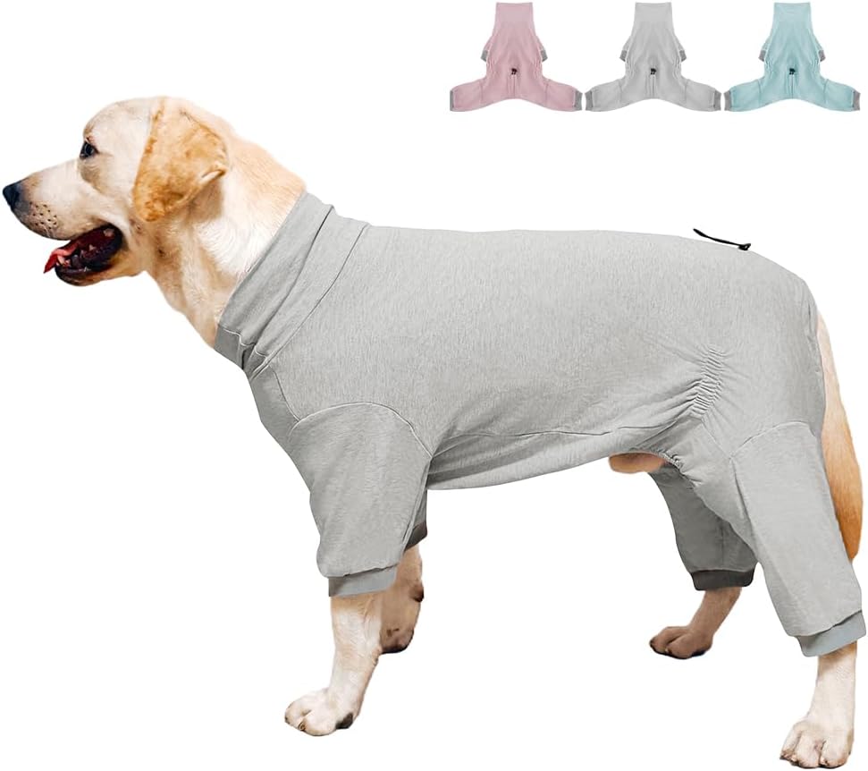 Dog Pyjamas PJS Sweater Clothes and Home Clothing Suitable for Medium to Large Breeds of Dogs, Dog Neutering Suits, Extra-Large Stretch Fabric, Four-Legged Clothes(Thin Gray, 2XL)
