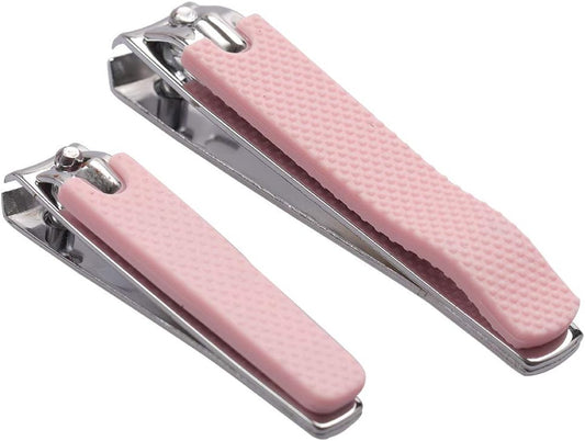 Rocutus 2pcs/Set Nail Clippers Set Portable Nail Scissors Toenail Clippers Nail Clippers,Adult Pedicure Nail Clippers,Fingernail Clippers Household Foot Manicure Scissors Manicure Tools (Pink)