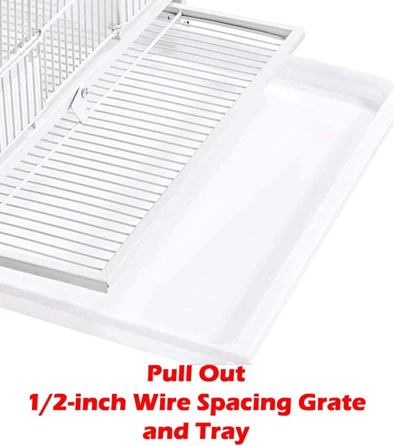 Combo Breeding Stacker Center Divided Breeder Bird Flight Double Rolling Cage Side Breeding Nest Door Feeder Doors with Water Food Cups Natural Wood Perch Easy Clean Pull Out Tray