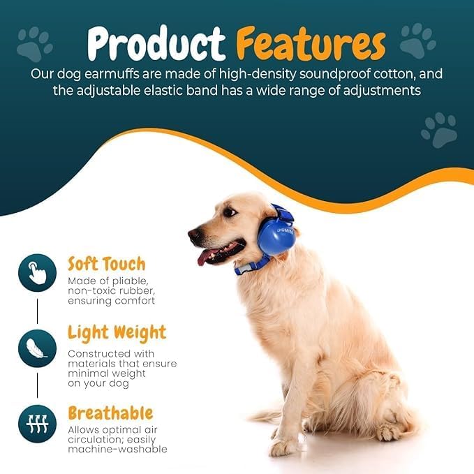 Dog Ear Muffs for Noise Protection, 29dB NRR Dog Earmuffs, Noise Cancelling Headphones for Dogs