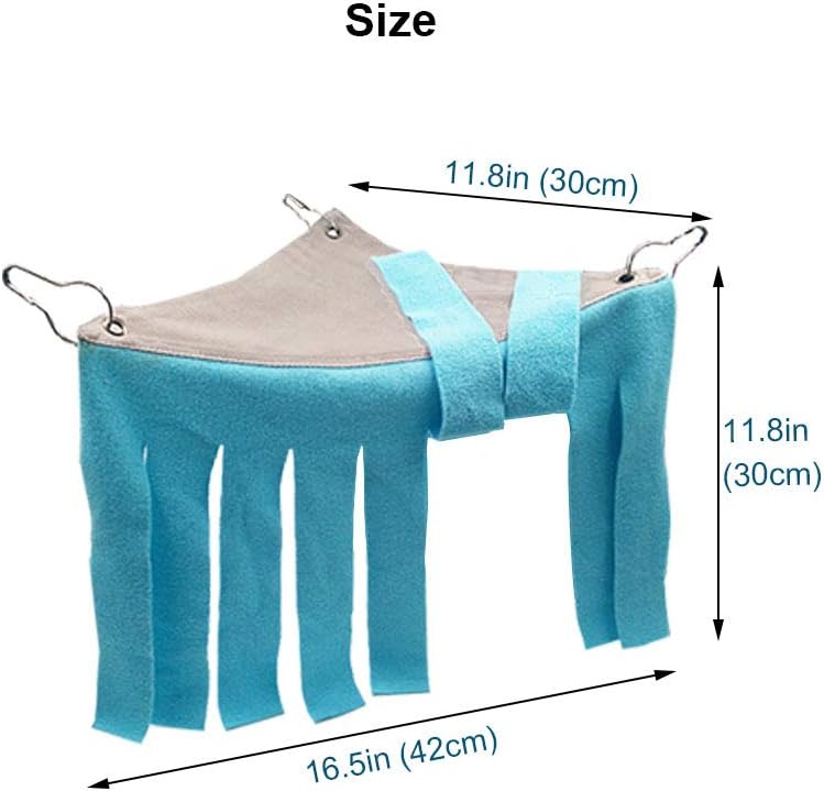 RIOUSSI Guinea Pig Hideout Hideaway Corner Fleece Toys Cage Accessories with Reversible Sides, Geo/Gray+Blue, 2 Pack
