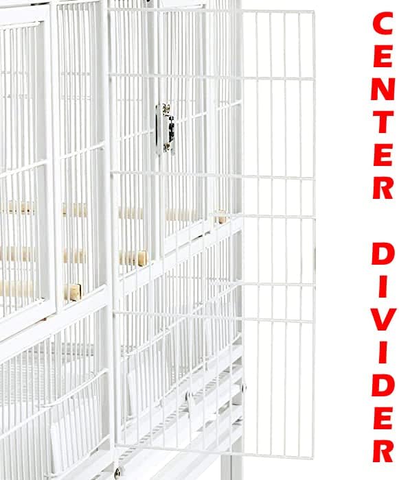 Combo Breeding Stacker Center Divided Breeder Bird Flight Double Rolling Cage with Side Breeding Nest Door (White, Triple Stack)