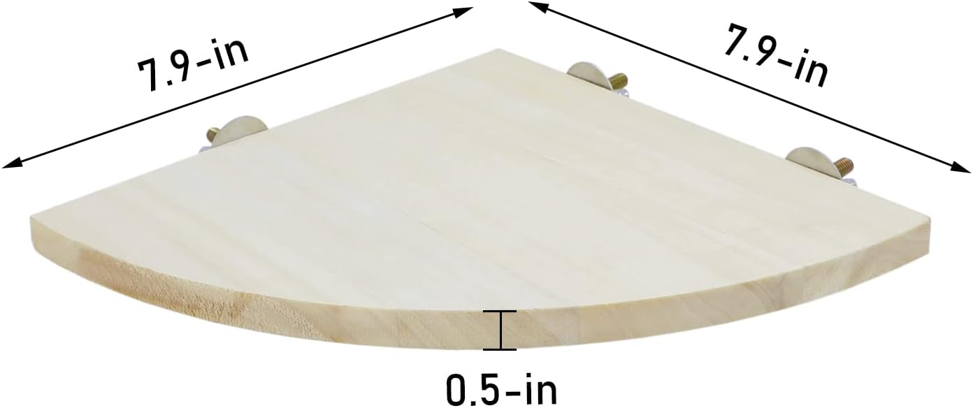 Wontee Bird Perch Stand 2 Pack Wooden Platform Corner Ledge for Budgies Cockatiels Conures African Greys Rats Gerbils Chinchillas Squirrels (L (7.9"x7.9")
