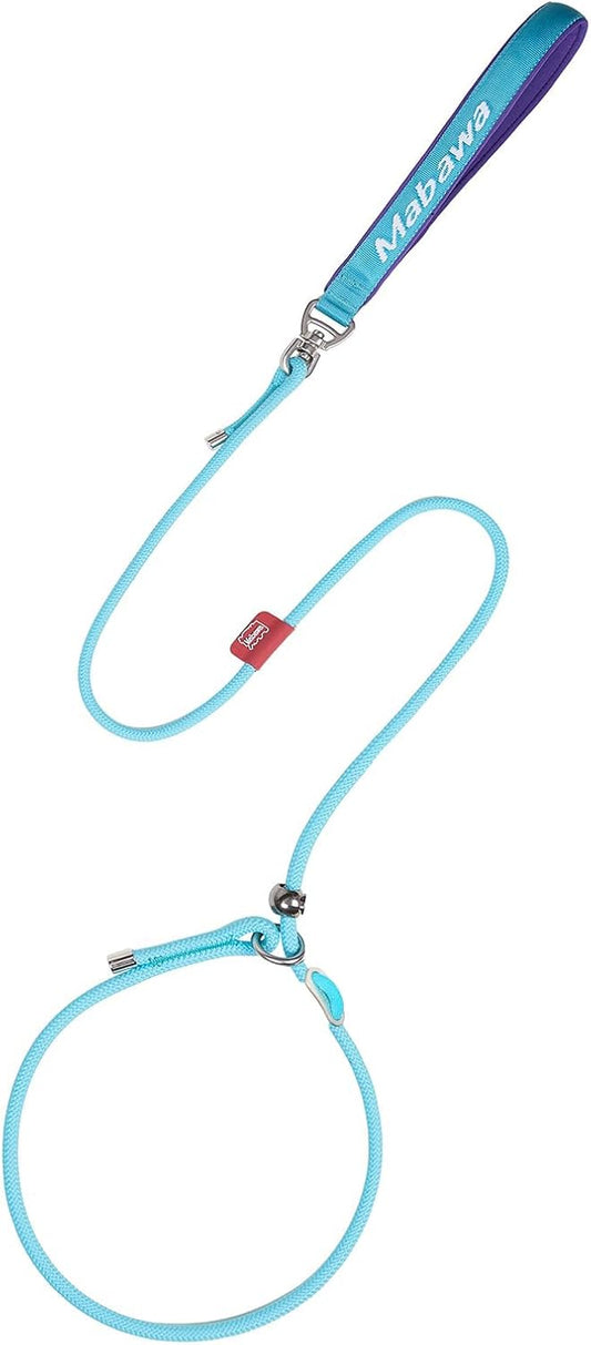 Dog Anti-Slip Leash 5FT with Metal Stopper - Durable No-Pull Training Lead for Small, Medium & Large Dogs - Comfortable Handle Nylon Rope, Tangle-Free Pet Walking Leash (Lake Blue, 5.6FT)