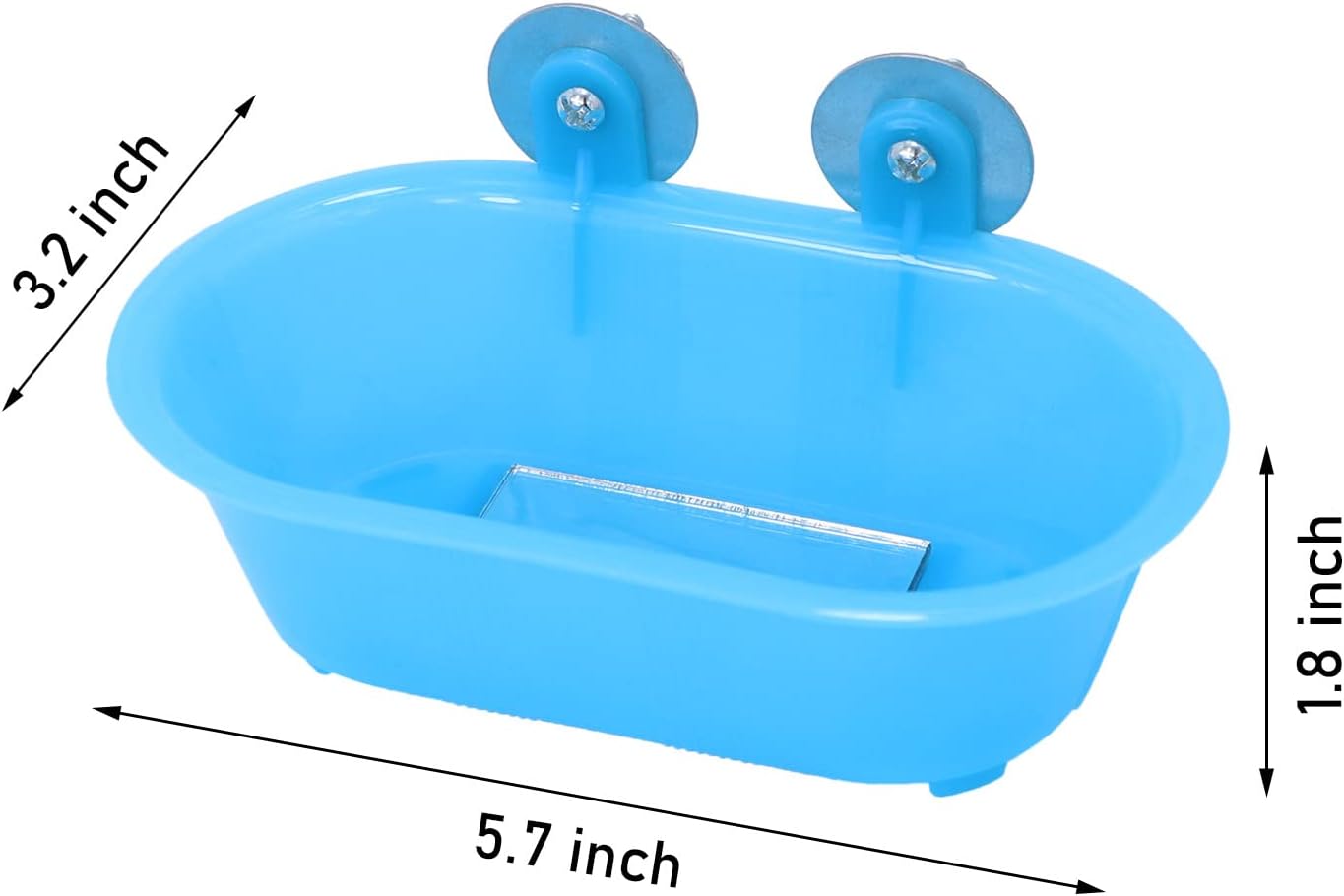 Wontee Bird Bath with Mirror Toy Fixable Parrot Bathroom Tub for Small Brids Parrot Canary Budgies Parakeets