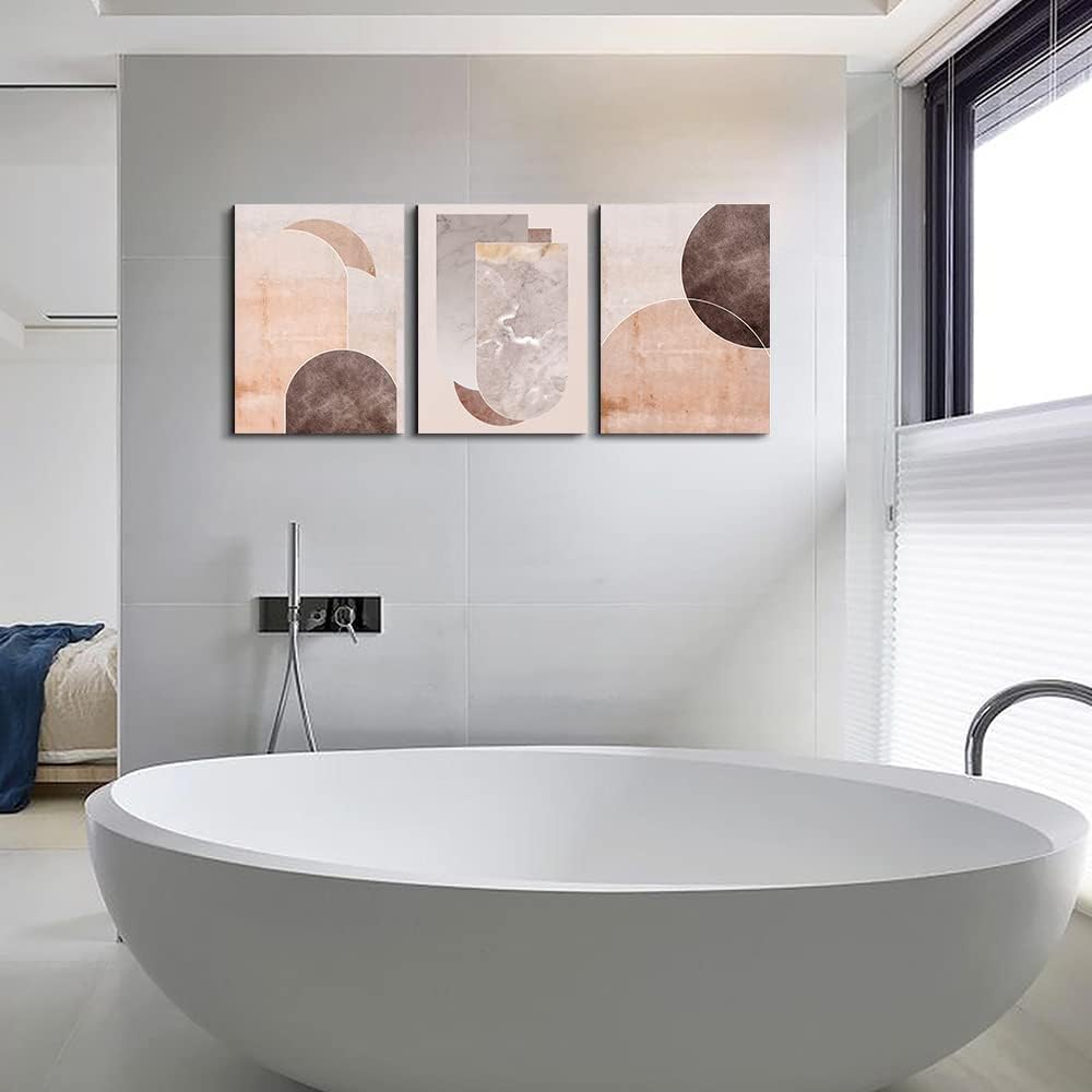 AHUASJART Boho Wall Decor Living Room Canvas Wall Art For Office Large Size Wall Decorations For Bedroom Modern Abstract Geometry Paintings Canvas Pictures Artwork Inspirational Home Decor 3 Piece