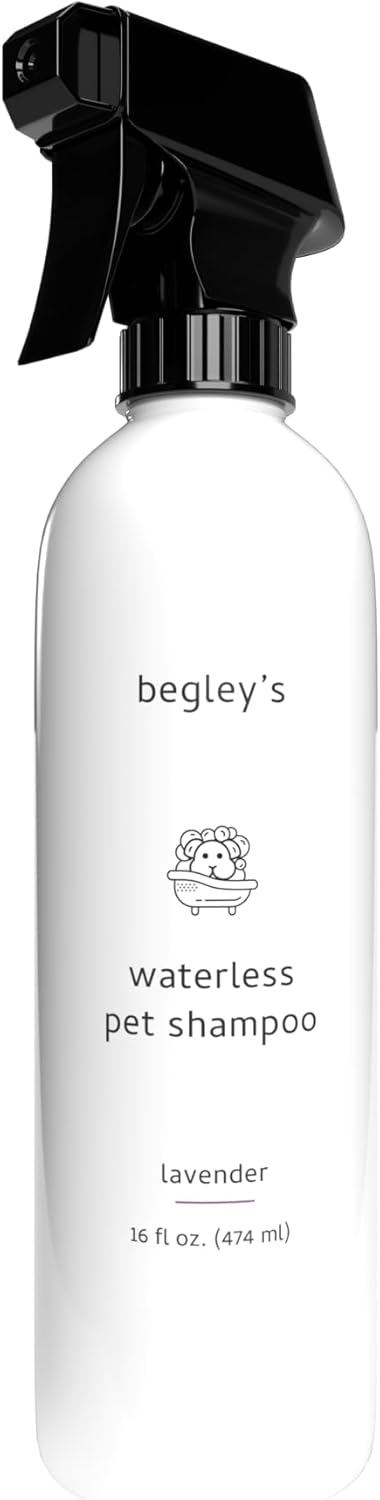 Begley’s No Rinse Waterless Pet Shampoo, Bathless Cleaning, Deodorizing, and Odor Removal for a Shiny, Fresh Smelling Coat - Effective for Dogs, Puppies, and Cats - Fresh Lavender Scent