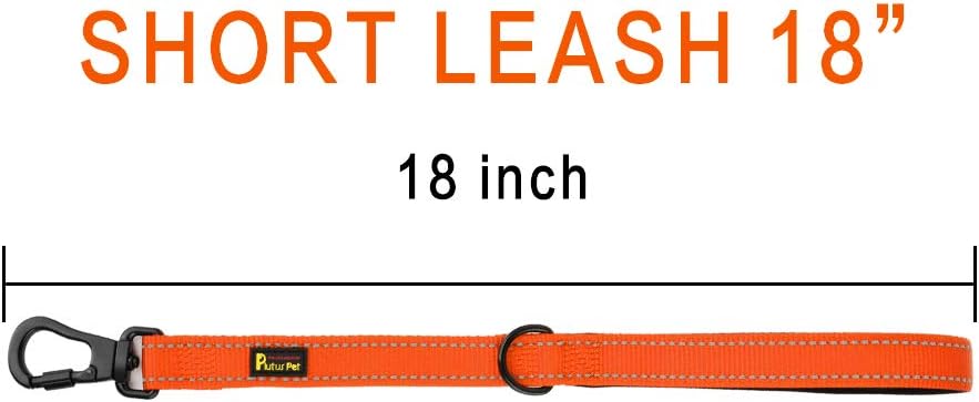 PLUTUS PET Short Training Dog Leash with Padded Handle for Medium Large Big Dogs,18 Inch Heavy Duty Strong Traffic Dog Leash with Carabiner Clip for Climbing Walking or Guiding Blind（18”，Orange