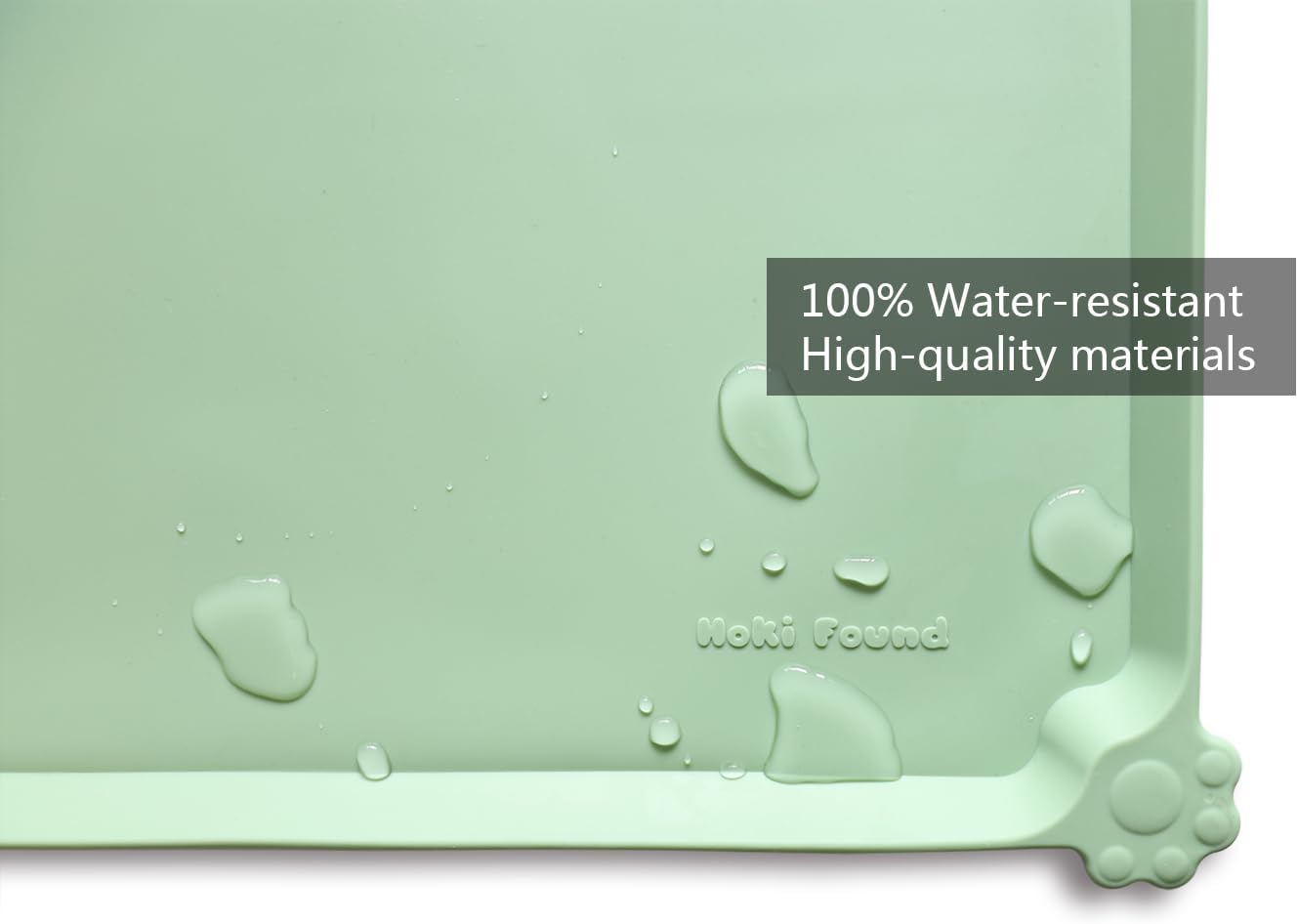 Hoki Found Large Silicone Pet Food Mats Tray - Non Slip Dog Cat Bowl Mats Placemat - Pet Feeding Mat - Waterproof Dog Cat Food Mats -Pet Water Mats for Floors - Jade