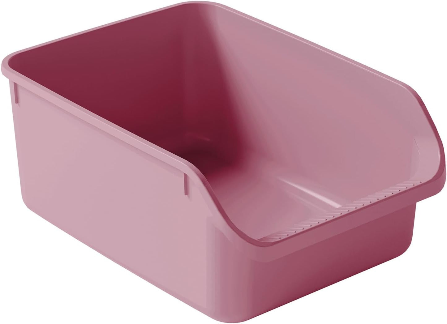 SpaceTime Large Cat Litter Box with High Sides,Cat Boxes for Indoor Cats,Cat Litter Pan for Kitty,Litter Box with Low Entry,Easy to Clean,Anti-Splashing(Pink)