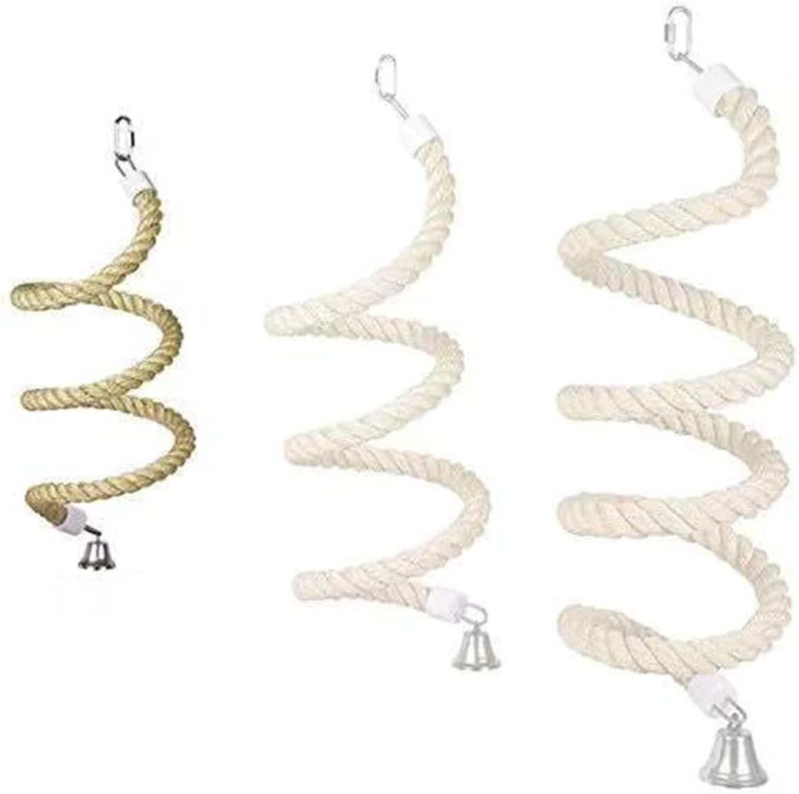 Bird Spiral Rope Perch, Bird Hemp Rope Swing Perch, Bird Cage Stand Pole Accessories, Bird Standing Climbing Toy for Parrot Parakeet Budgies Lovebirds Cockatiels (Small)