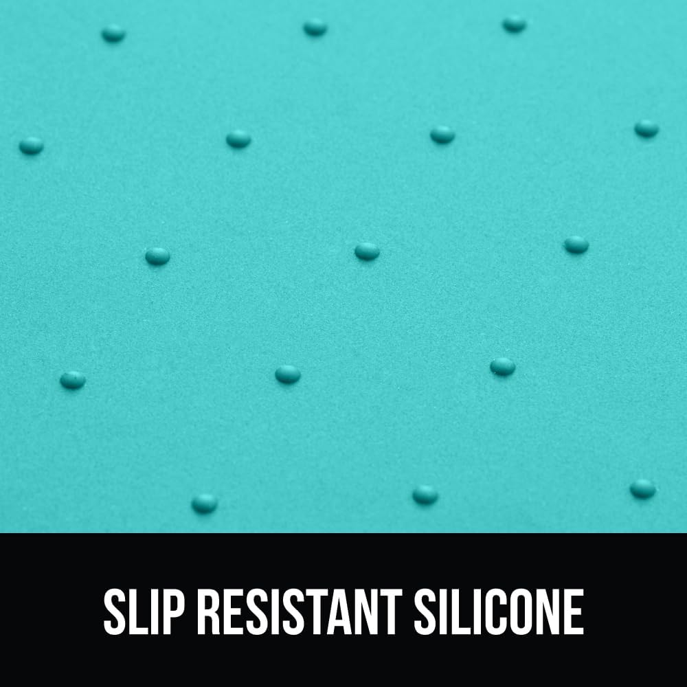 GORILLA GRIP 100% Waterproof Raised Edge BPA Free Silicone Pet Feeding Mat, Dog Cat Food Mats Contain Spills Protects Floors Placemats for Cats and Dogs Water Bowl Pets Accessories 18.5x11.5 Turquoise