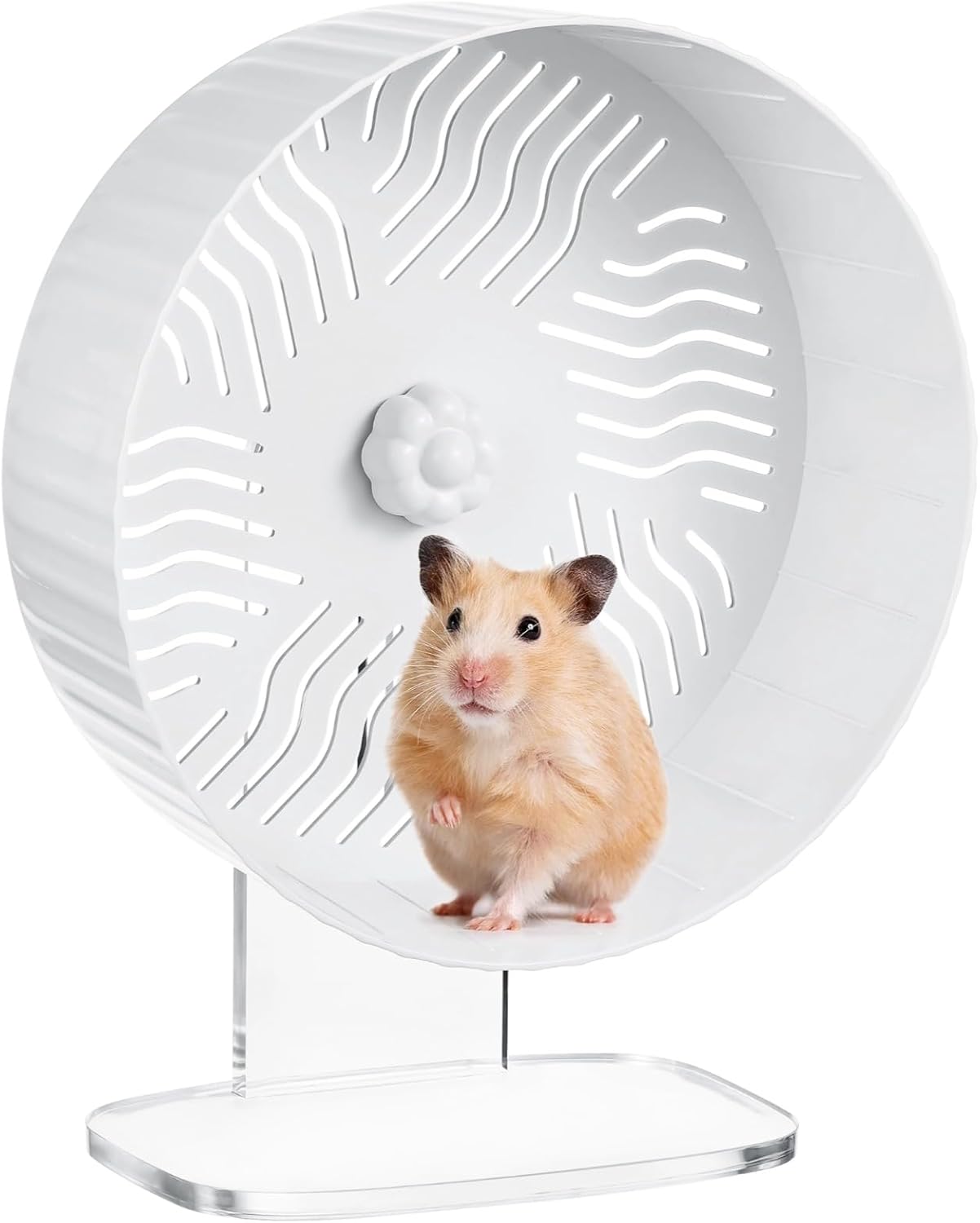 Silent Hamster Wheel, Hamster Exercise Wheel with Adjustable Acrylic Stand, Hamster Exercise Wheel for Gerbil, Syrian & Dwarf, Chinchilla and More Small Animal Hamster Running Wheels (9.5 in)