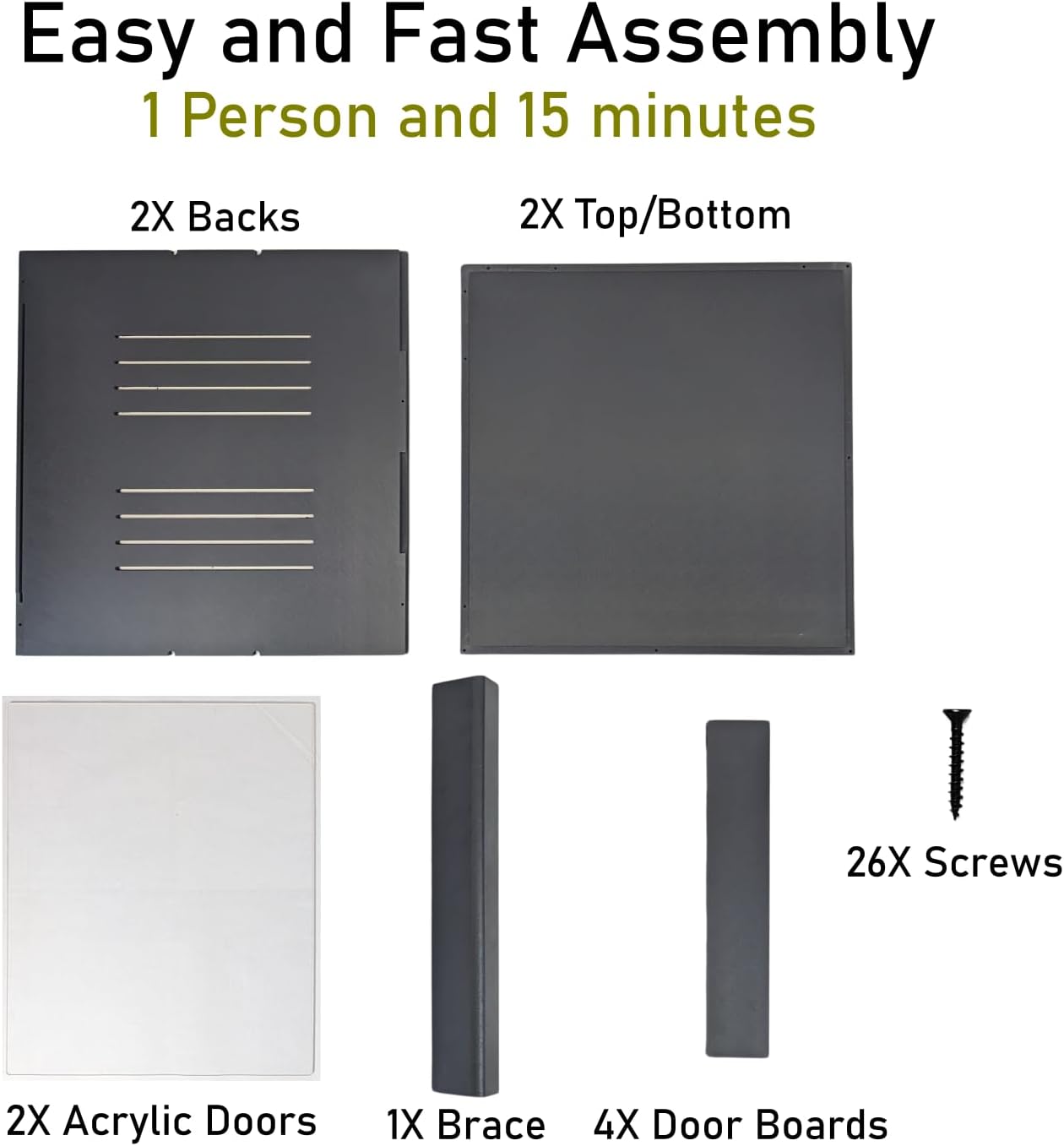 Premium PVC Reptile Enclosure, 40 Gallon, Easy Assembly, Moisture-Proof, Heat Retention, Sliding Doors, Ventilation, Bio-Active Setups, Non-Reflective Black Finish, Made in USA (Black Brace)