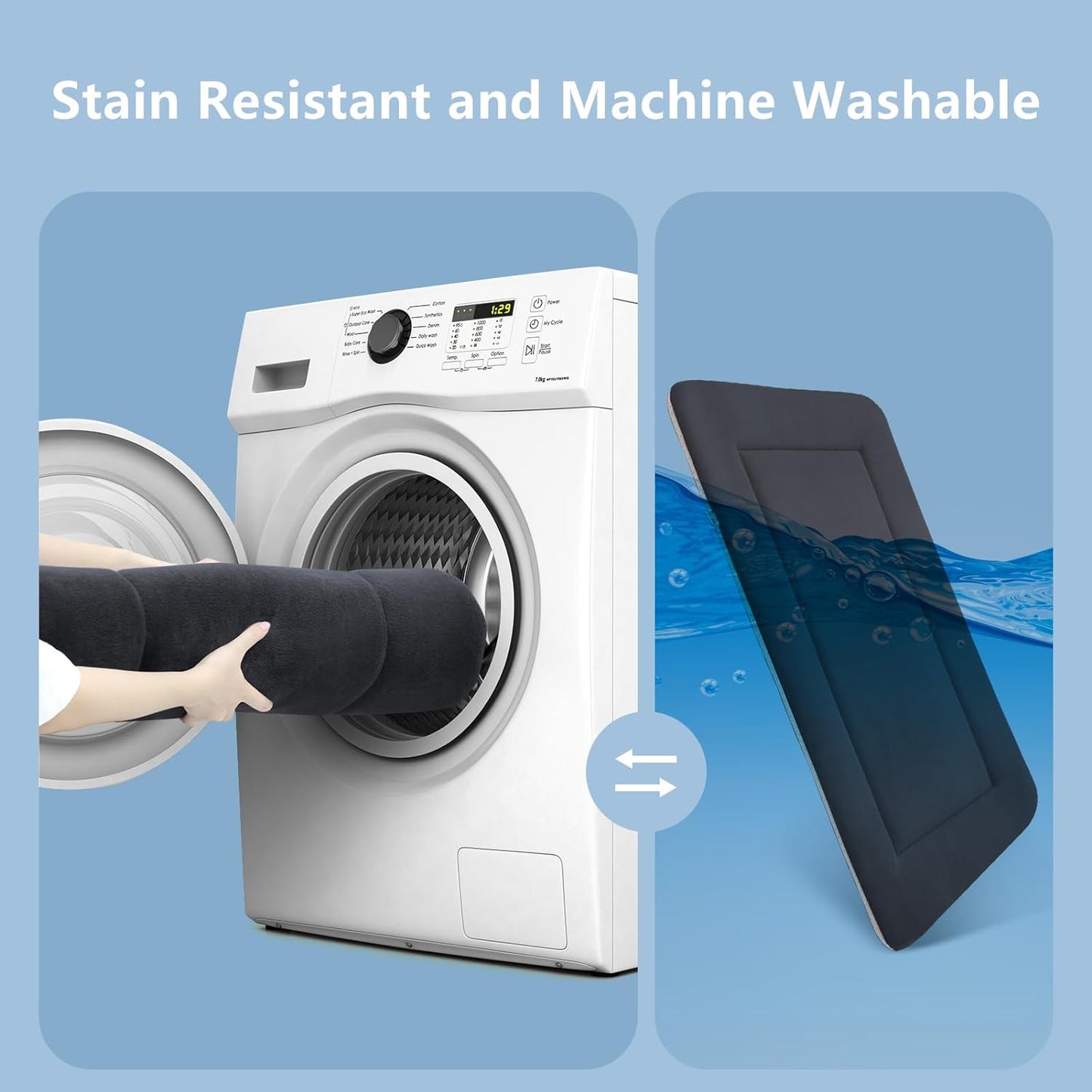 Large Dog Bed Soft Crate Pad Mat 47" Machine Washable with Non-Slip Bottom for Large Medium Dogs