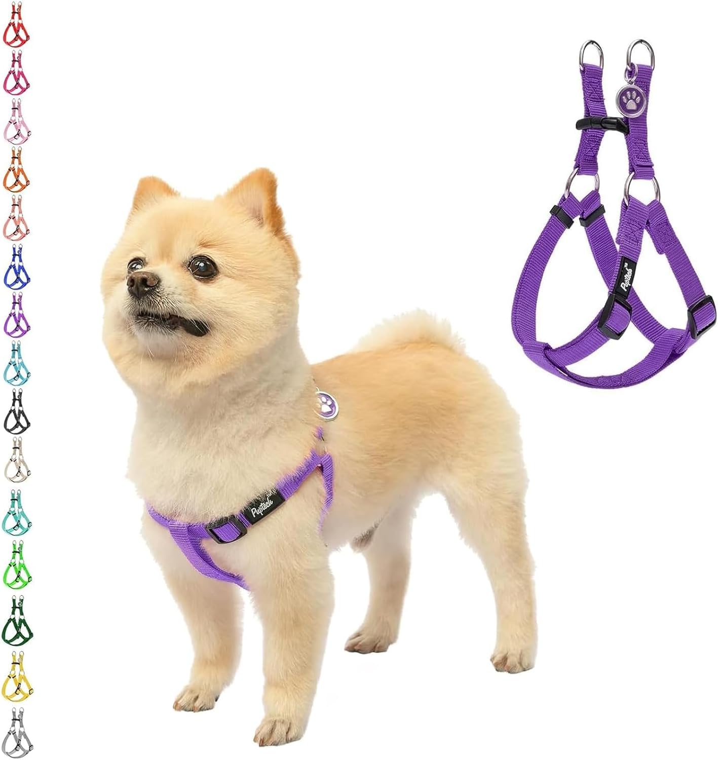 PUPTECK No Pull Dog Harness Soft Adjustable Basic Nylon Step in Puppy Vest Outdoor Walking with ID Tag