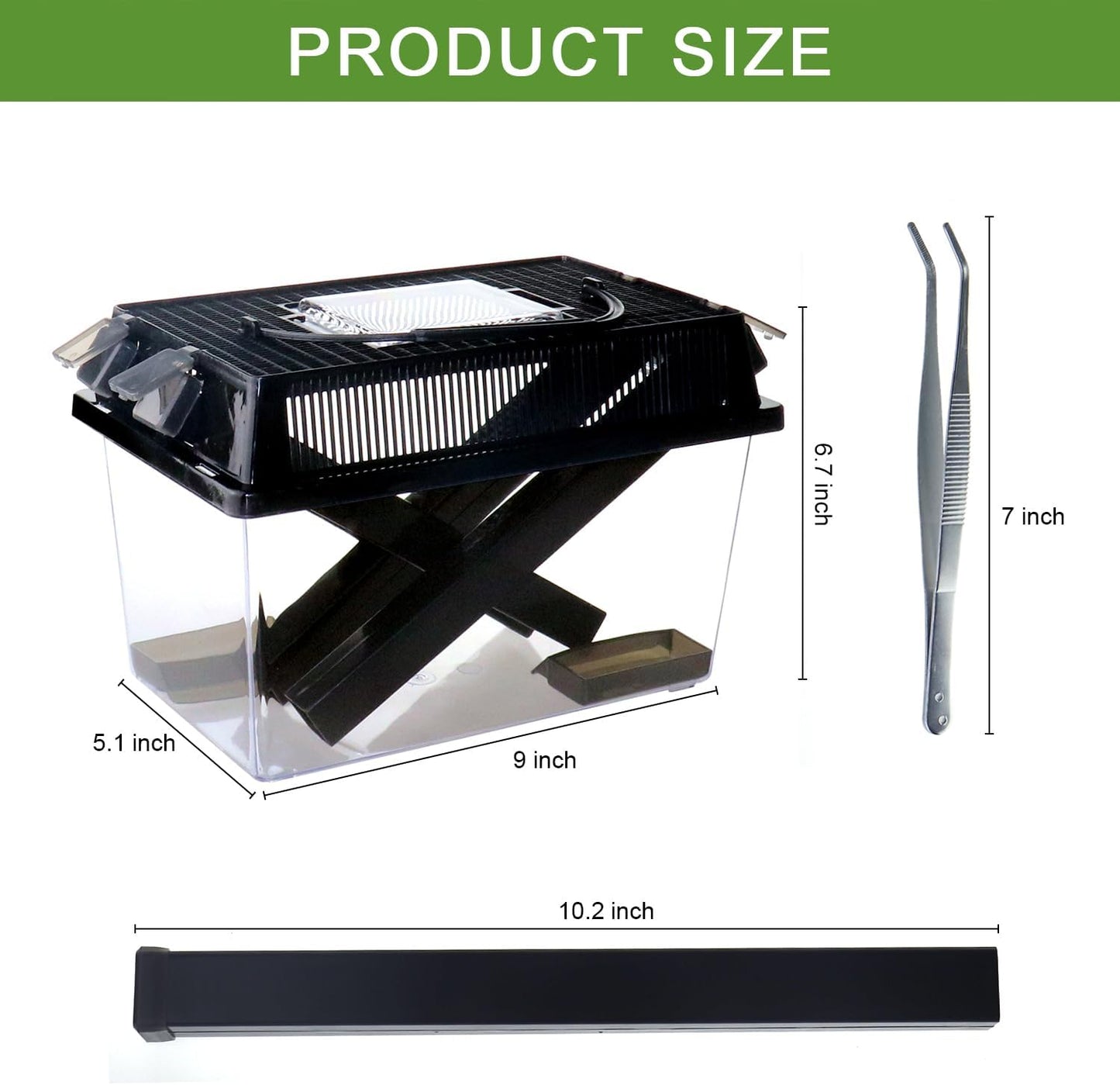 NANEEZOO Cricket Keeper, Equipped with Water & Food Feeding Dish, High Transparency Cricket Pen with Dispenser Tubes, Insect Keeper for Gecko Snake Lizards Reptiles (Large)