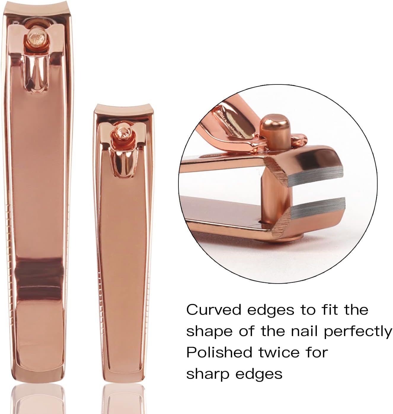 Rocutus 2pcs/Set Portable Nail Scissors Adult Pedicure Nail Clippers Household Small Scissors Foot Manicure Scissors Manicure Tools (Rose Gold)