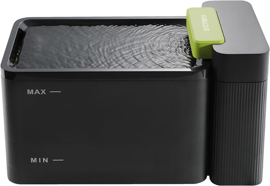 Furbulous 316 Stainless Steel Automatic Water Fountain with Ultrafiltration Tech, 3.3L/112oz Large Bowl, Ultra-Quiet, BPA-Free Dish Two Modes Water Dispenser for Cats/Medium Dogs/Pets (Black)