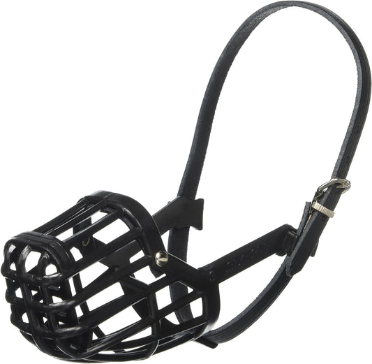 Leather Brothers Italian Basket Dog Muzzle, Adjustable Secure Fit, Comfortable Design, Training and Safety, Averts Biting, Prevents Chewing and Scavenging, Perfect for Grooming - Black, Size 4