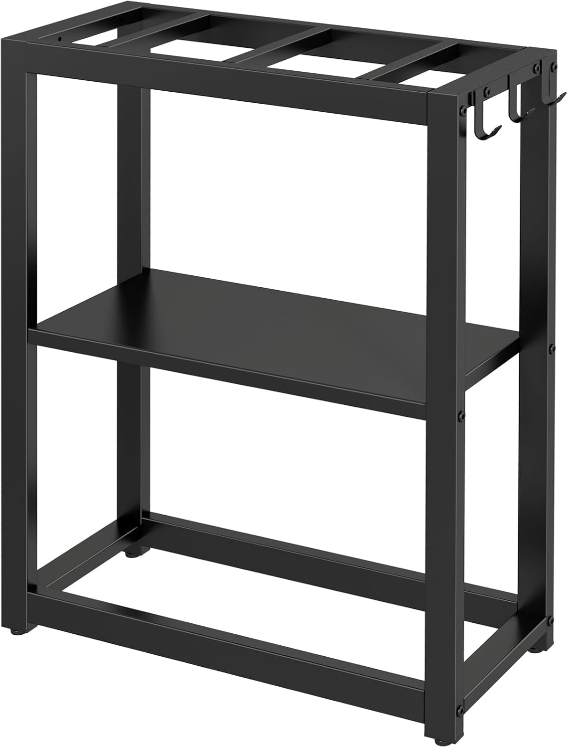 10-20 Gallon Fish Tank Stand with Storage Shelf, Aquarium Stand Measuring 24.8" W x 9.5" D x 30.1" H with Hooks,Heavy Duty Metal Turtle Reptile Tank Stand, Easy Assemble