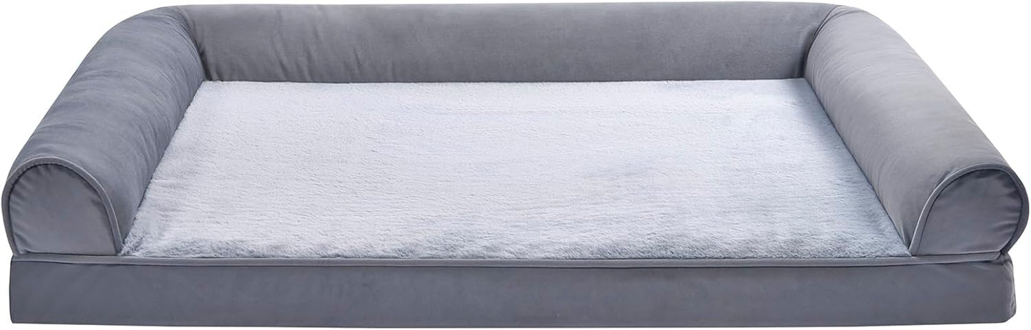 Amazon Basics Living Room Couch Dog Bed with Premium Foam, Pressure-Relief Support for Dogs up to 90lbs, Machine Washable Cover, Extra Large Sized (44" x 35"), Grey