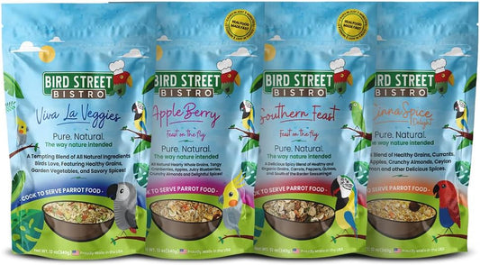 Parrot Food Sample Pack Cooks in as Little as 3 to 15 min | All Natural & Organic Grains and Legumes, Healthy Fruits, Vegetables, and Spices - No Fillers or Additives