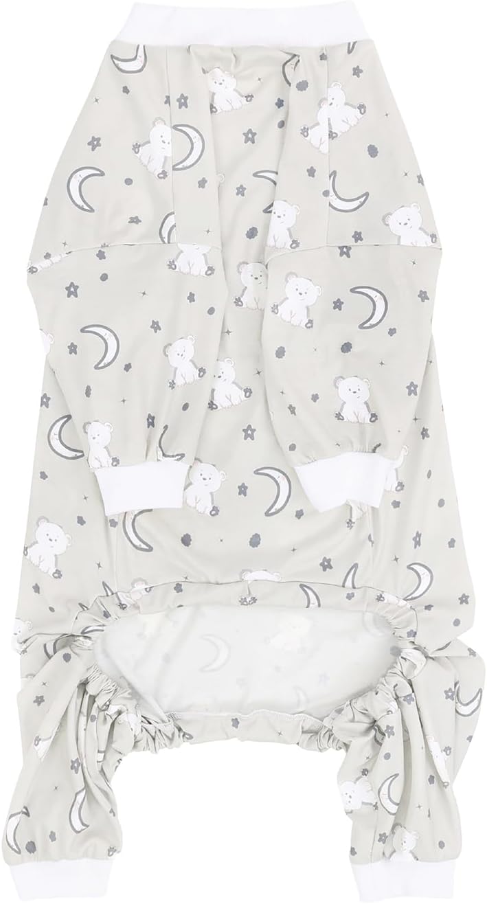 HDE Dog Pajamas One Piece Jammies Jumpsuit Pet Clothes Outfit Stretchy Lightweight Comfy Shirt Pjs for M-3XL Dogs Goodnight Polar Bears - M