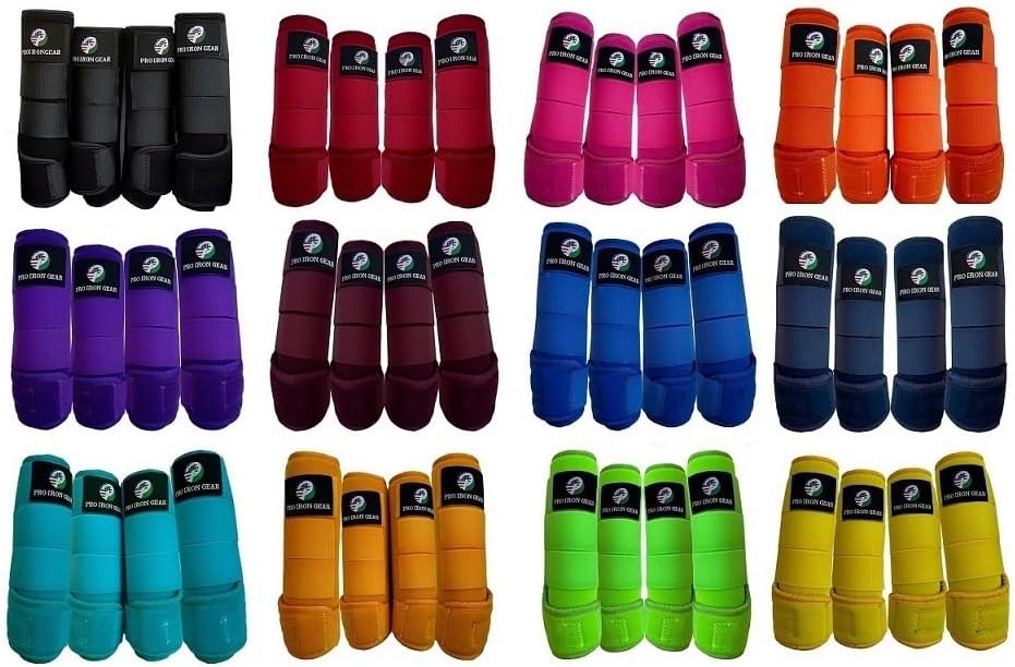 Horse Medicine Brushing Boots Leg Wraps Protection Gear Set of 2 and Set of 4 in 14 Colors