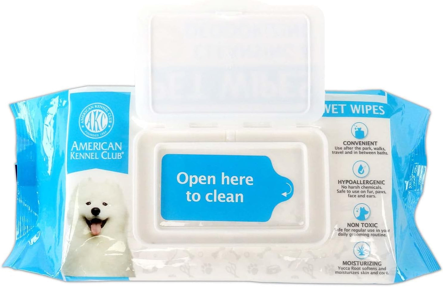 AKC Dog Wipes for Cleansing & Deodorizing Great for Face, Ears, Paws, Body, & Butt - Lavender Scented - 100pk