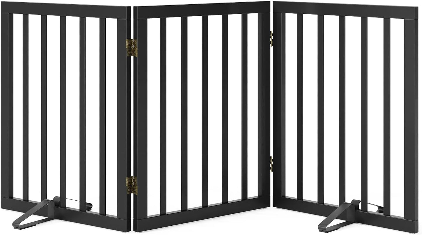 Black 18-55" Foldable Pet Gate for Stairs & Doorways, Puppy Gate Fence