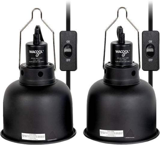 Reptile Light Fixture 2 Pack, 5.5 in Deep Dome Reptile Heat Lamp Fixture, Optical Reflection Terrarium Light Fixture for Reptile UVB UVA Heat Basking Bulbs