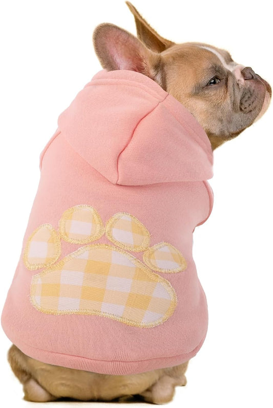 SAWMONG Dog Hoodie,Flannel Pet Hooded Sweater with Hat Puppy Pullover Sweater Shirt,Dog (Pink,M)