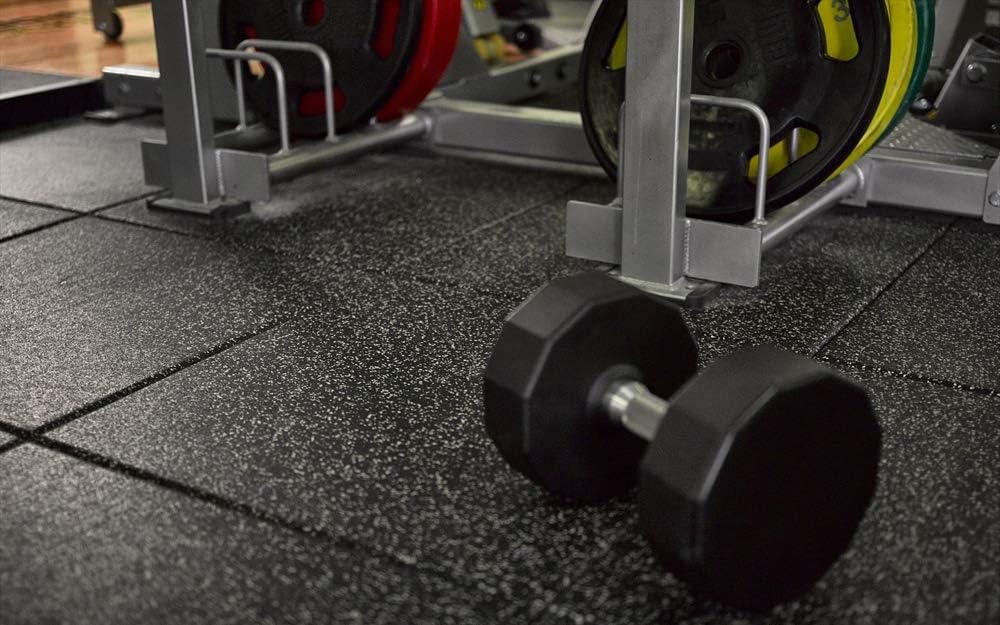 American Floor Mats - Extreme Rubber Gym Tiles - 1 Inch Thick Colorful - Superior Shock and Sound Absorbing - 35% Brown/Mocha/Tan 100 Pack (Covers 400 Sq Ft)