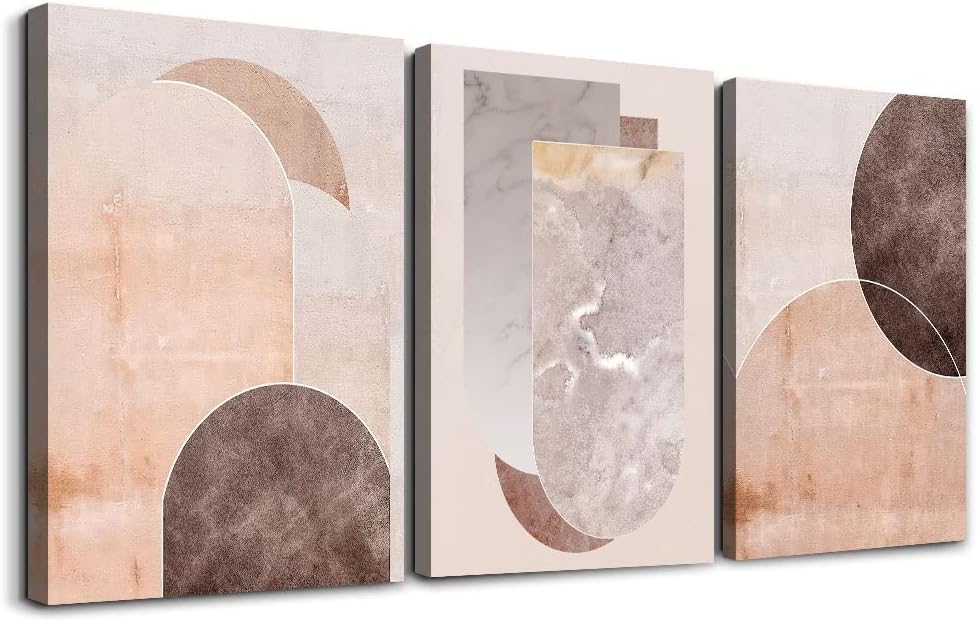 AHUASJART Boho Wall Decor Living Room Canvas Wall Art For Office Large Size Wall Decorations For Bedroom Modern Abstract Geometry Paintings Canvas Pictures Artwork Inspirational Home Decor 3 Piece