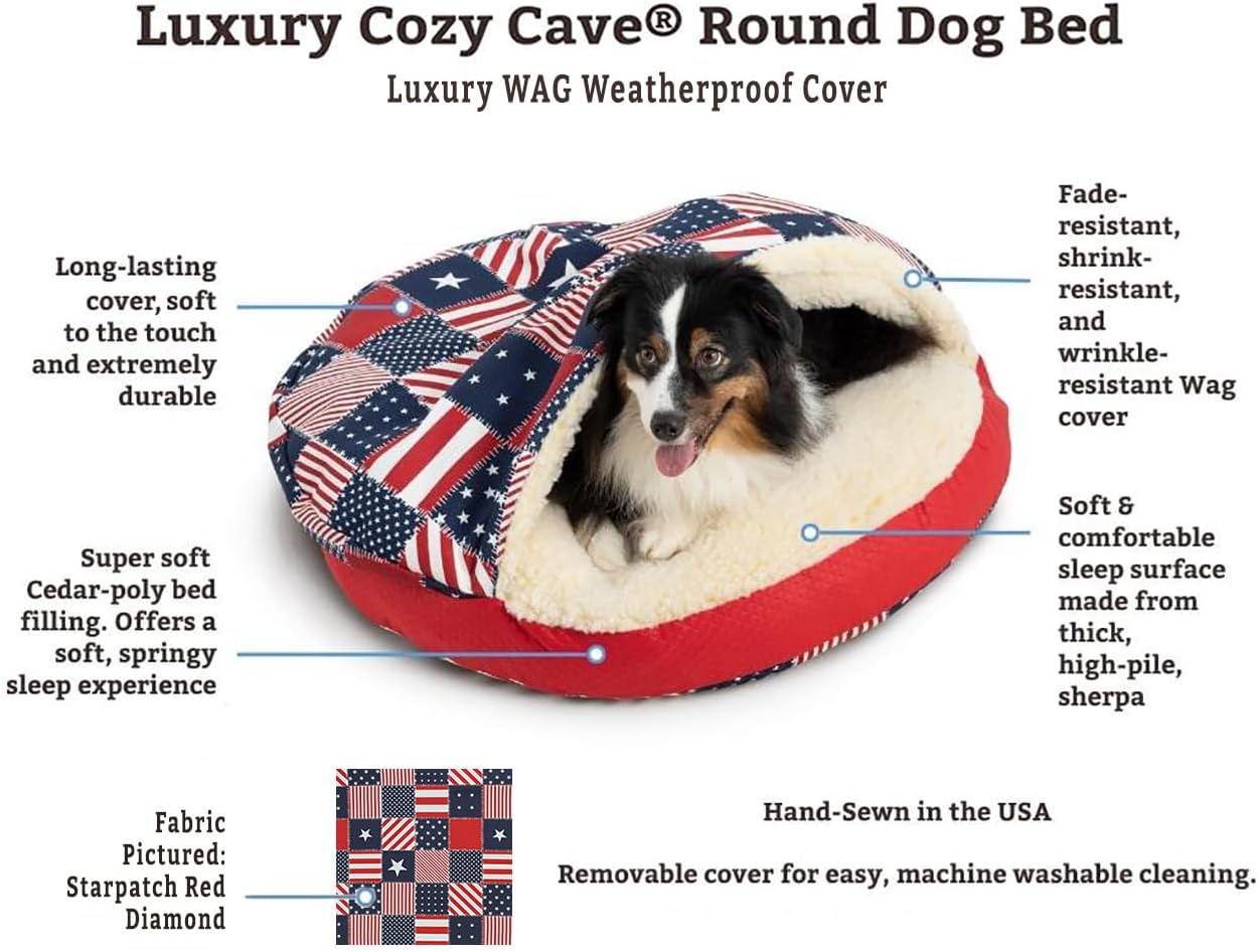 Snoozer Luxury Cozy Cave Pet Bed, Wag Collection, Extra Large - Pedigree Storm