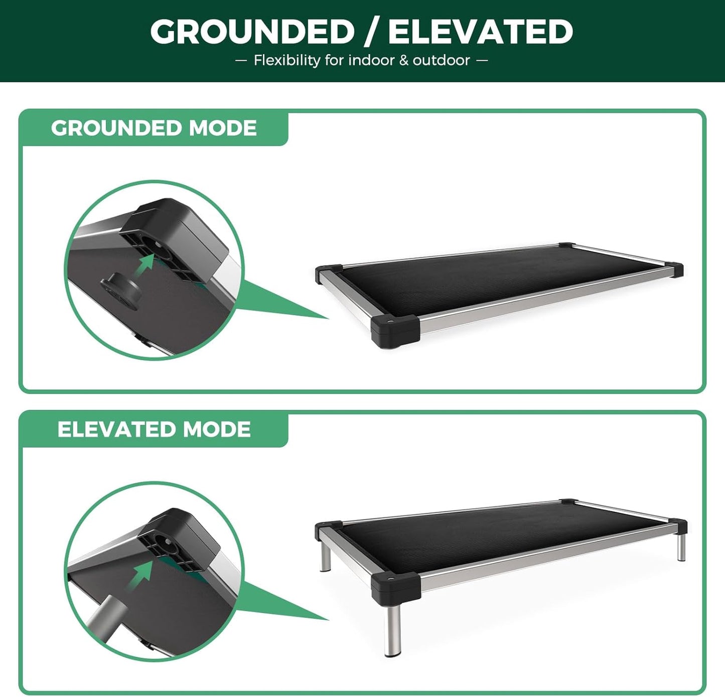 FXW TitanNest Chew-Proof Elevated Dog Bed, Raised Cot for Indoor/Outdoor/Camping Use, Durable & Washable Padded Pet Bed for Extra-Small Dogs, 29.0" L x 18.0" W x 4.5" H, Black