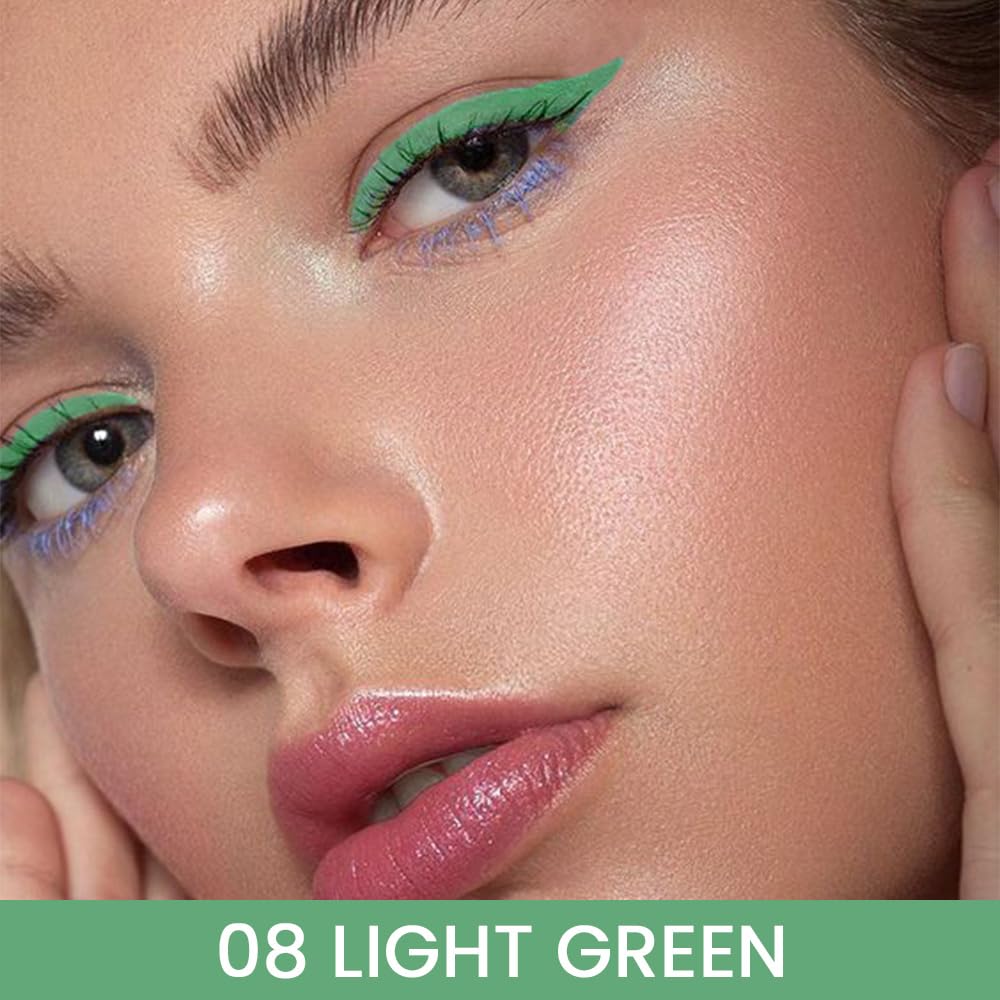 evpct 1Pcs Light Green Gel Eyeliner Pencil Eye Black Face Paint Stick Makeup Set Waterproof Matte Cream Crayon Eyeliner Pencil Set Cat Eye Liners Eyeshadow Guide delineador de ojos contra el agua