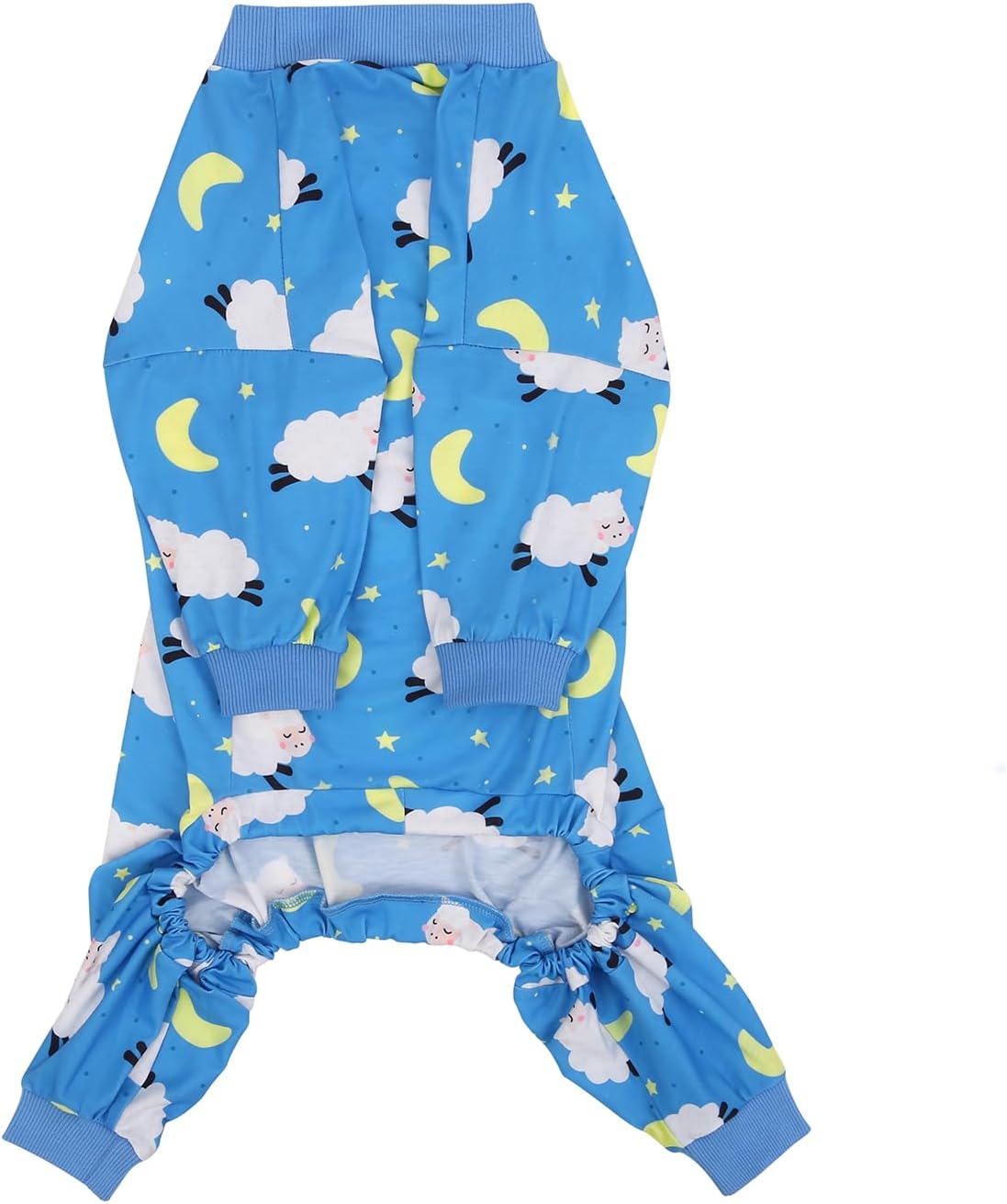 HDE Dog Pajamas One Piece Jammies Jumpsuit Pet Clothes Outfit Stretchy Lightweight Comfy Shirt Pjs for M-3XL Dogs Counting Sheep - L