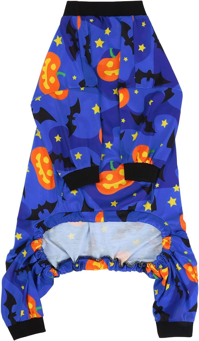 HDE Dog Pajamas One Piece Jumpsuit Lightweight Dog PJs Shirt for M-3XL Dogs Starry Pumpkins - M